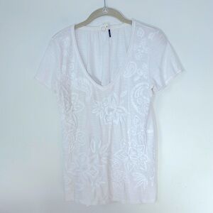 Anthropologie Akemi & Kin Floral Embroidered 100% Cotton Womens Size S White Top